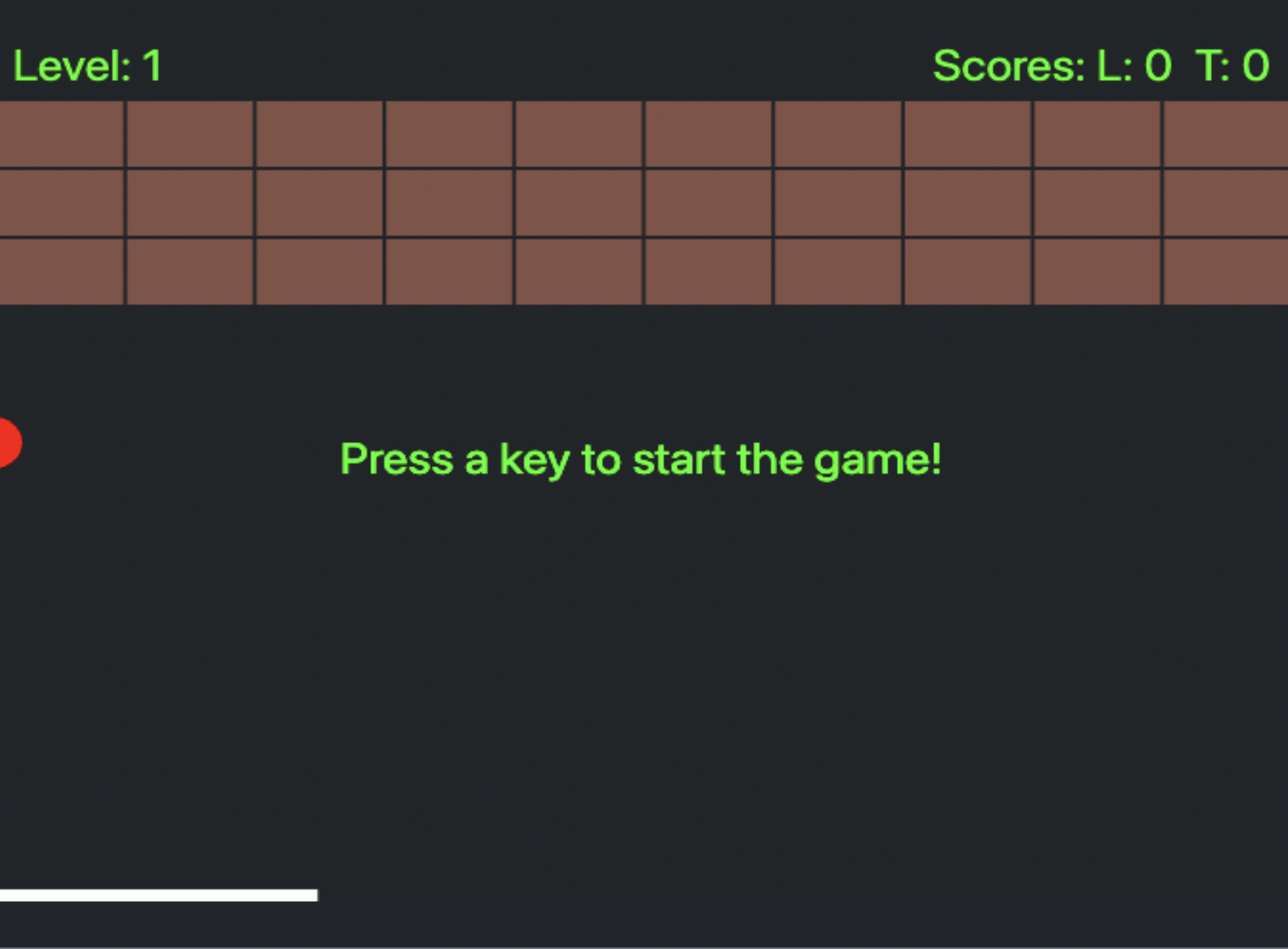 Brick break game layout